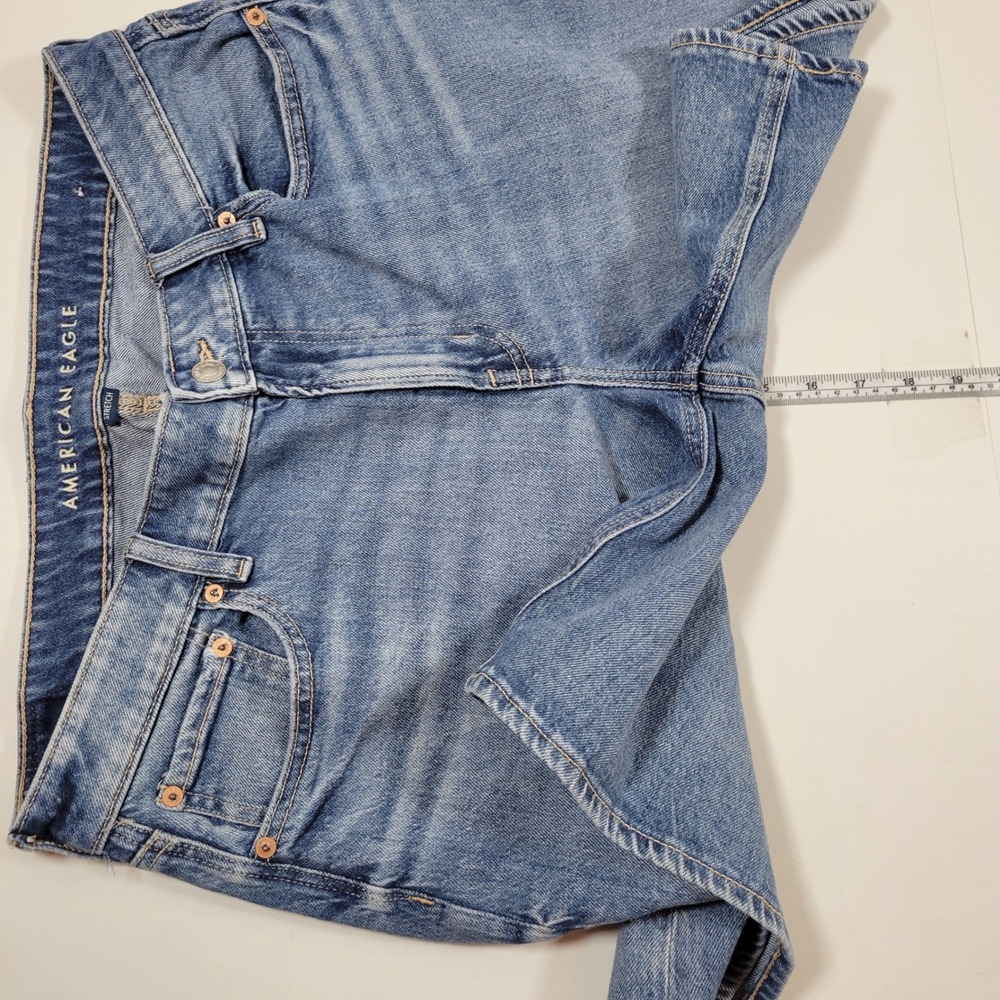 NWOT American Eagle Jort Short Women 10 Blue Excellent Stretch Denim Medium Wash - Picture 4 of 8